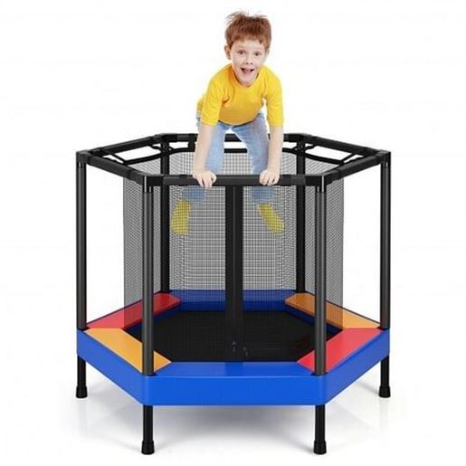 Picture of 48 Inches Hexagonal Kids Trampoline With Foam Padded Handrails