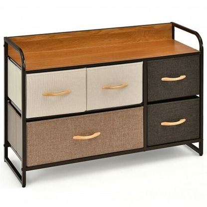 Picture of 5-Drawer Dresser Storage Tower with Fold-able Fabric Drawers