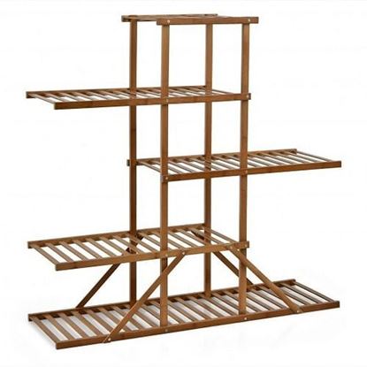 Picture of 5-tier 10 Potted Bamboo Plant Stand-Brown