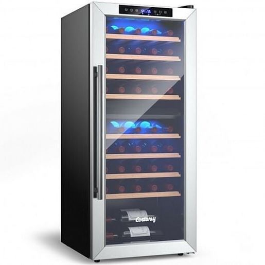 Picture of 43 Bottle Wine Cooler Refrigerator Dual Zone Temperature Control with 8 Shelves-Black