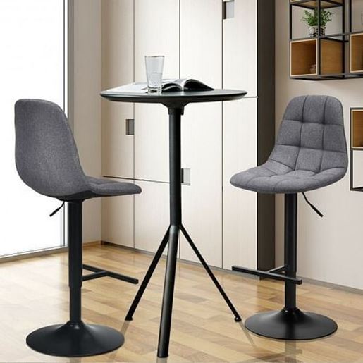 Picture of 2Pcs Adjustable Bar Stools Swivel Counter Height Linen Chairs -Gray