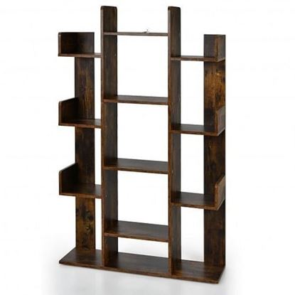 Picture of Bookshelf Tree-Shaped Bookcase with 13 Storage Shelf-Brown