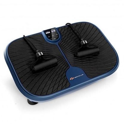 Picture of Mini Vibration Fitness Plate Machine with Remote Control and Loop Bands-Blue