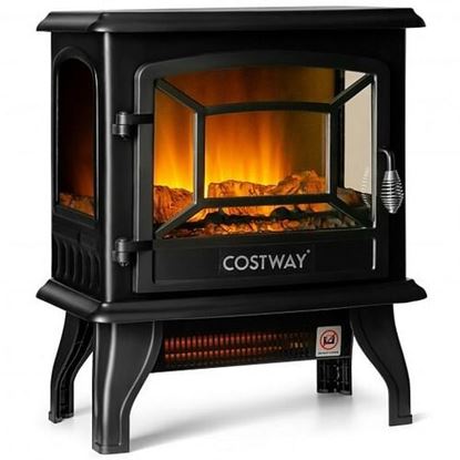 Picture of Freestanding Fireplace Heater with Realistic Dancing Flame Effect-Black