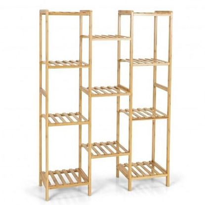 Picture of Bamboo 11-Tier Plant Stand Utility Shelf Free Standing Storage Rack Pot Holder-Natural