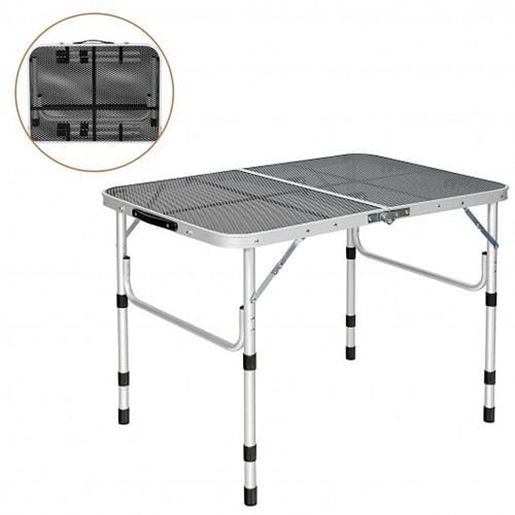 Picture of Folding Grill Table for Camping Lightweight Aluminum Metal Grill Stand Table-Silver