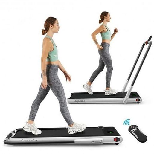 Picture of 2-in-1 Folding Treadmill with Remote Control and LED Display-Red