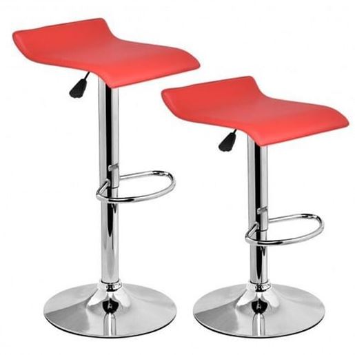 Picture of Set of 2 Modern Bar Stools Dinning Counter Chairs-Red