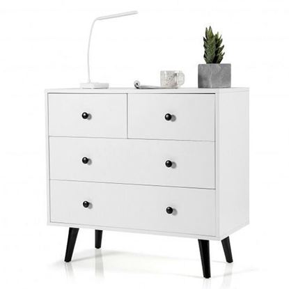 Picture of 4 Drawers Dresser Chest of Drawers Free Standing Sideboard Cabinet-White