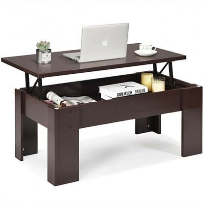 Picture of Lift Top Coffee Pop-UP Cocktail Table-Brown