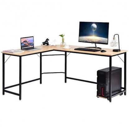 Picture of L Shaped Desk Corner Computer Desk PC Laptop Gaming Table Workstation-Black