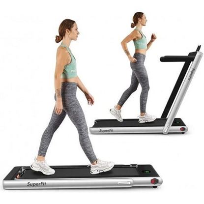 Picture of 2 in 1 Folding Treadmill with Bluetooth Speaker Remote Control-Silver