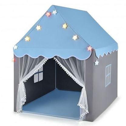 Picture of Kids Playhouse Tent with Star Lights and Mat-Blue