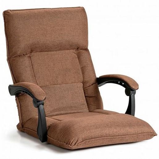 Picture of 14-Position Floor Chair Lazy Sofa with Adjustable Back Headrest Waist-Coffee