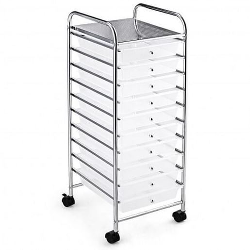 Picture of 10 Drawer Rolling Storage Cart Organizer-Clear