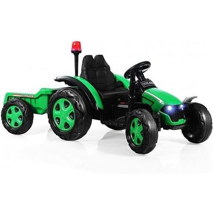 Picture of 2 in 1 Electric 12V Kids Ride on Car Tractor with Remote Control LED Light Horn-Green