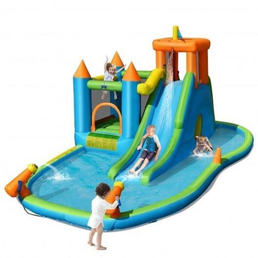 Picture of Inflatable Water Slide with Bounce House and Splash Pool without Blower for Kids