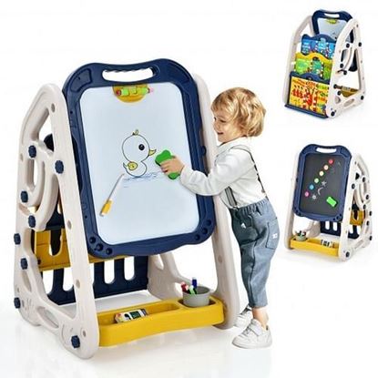 Picture of 3-in-1 Kids Art Easel Double-Sided Tabletop Easel with Art Accessories-Blue
