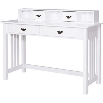 Picture of Home Office Writing Mission Computer Desk with 4-Drawer  - Color: White