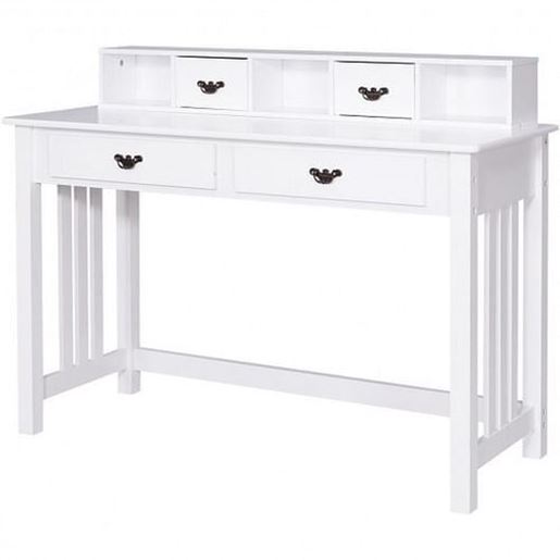 Picture of Home Office Writing Mission Computer Desk with 4-Drawer  - Color: White