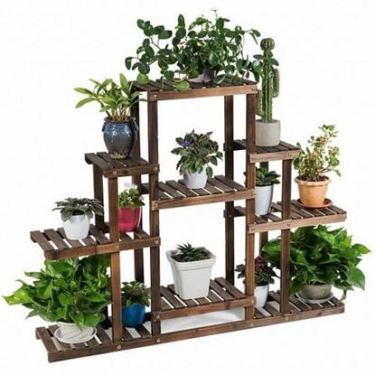 Picture of 6-Tier Flower Wood Stand Plant Display Rack Storage Shelf - Size: 47.5" x 10" x 38"