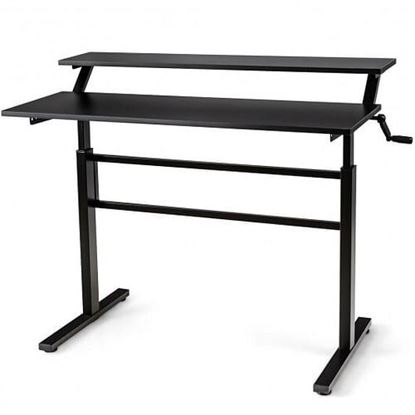 Picture of Standing Desk Crank Adjustable Sit to Stand Workstation -Black - Color: Black