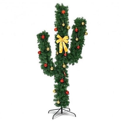 Picture of 6 Feet Artificial Cactus Christmas Tree with LED Lights - Color: Green - Size: 6 ft