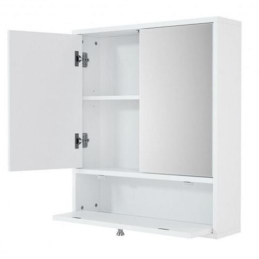 Foto de Bathroom Double Mirror Door Wall Mount Storage Wood Cabinet - Color: White