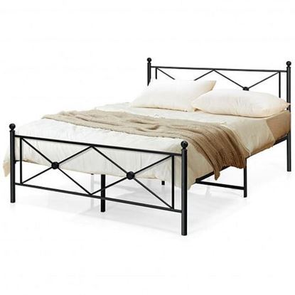 Picture of Full/Queen Size Metal Bed Frame Platform with Headboard-Queen Size - Size: Queen Size