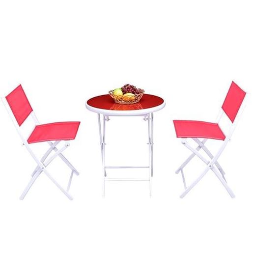 Foto de 3 Pieces Patio Folding Bistro Set for Balcony or Outdoor Space-Red - Color: Red