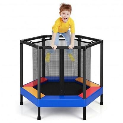 Picture of 48 Inches Hexagonal Kids Trampoline With Foam Padded Handrails