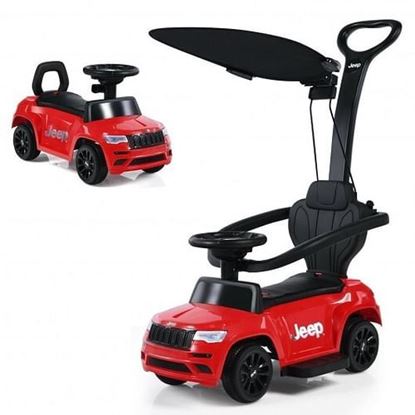 Picture of 3 in 1 Licensed Jeep Kids Push Car with Canopy-Red - Color: Red