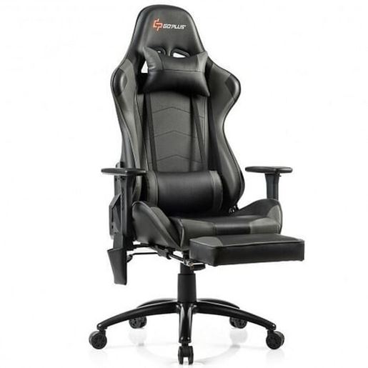 Picture of Ergonomic High Back PU Leather Massage Gaming Chair-Gray - Color: Gray