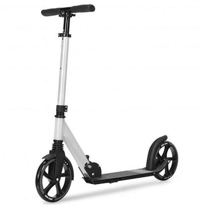 Picture of Lightweight Folding Kick Scooter with Strap and 8" Wheel-Silver - Color: Silver