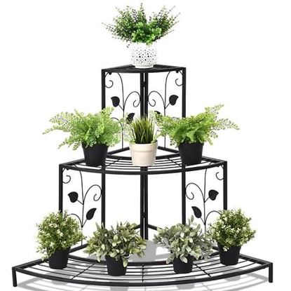 Picture of 3 Tier Floral Corner Metal Plant Pot Rack