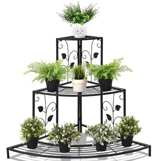 Picture of 3 Tier Floral Corner Metal Plant Pot Rack