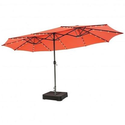 Picture of 15 Feet Double-Sided Patio Umbrella with 48 LED Lights-Orange - Color: Orange