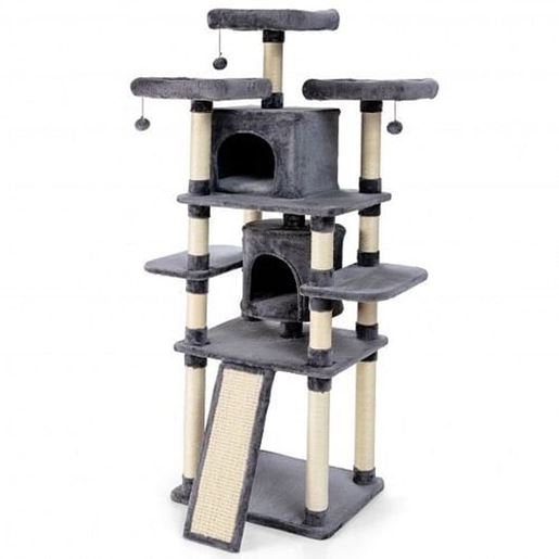 Picture of 67" Multi-Level Cat Tree with Cozy Perches Kittens Play House-Light Gray - Color: Light Gray