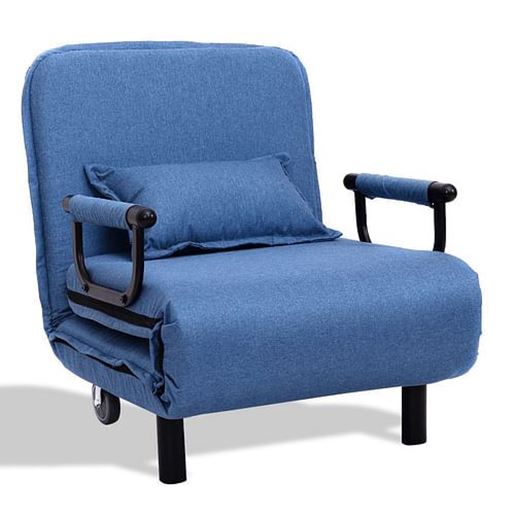 Picture of Convertible Folding Leisure Recliner Sofa Bed-Blue - Color: Blue