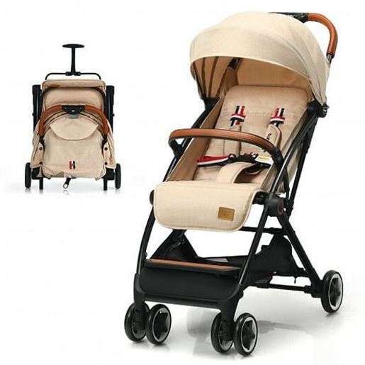 Picture of Lightweight Aluminium Frame Baby Stroller with Net-Beige - Color: Beige