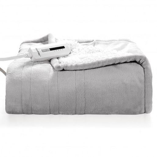 Picture of 60 Inch x 50 Inch Electric Heated Throw Flannel and Sherpa Double-sided Flush Blanket-Gray - Color: Gray