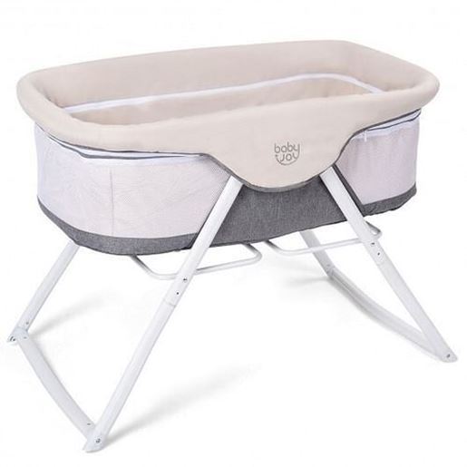 Picture of Portable Newborn Rocking Foldaway Baby Bassinet Crib-Gray - Color: Gray