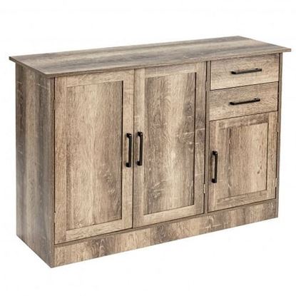 Picture of Buffet Storage Cabinet  Kitchen Sideboard with 2 Drawers-Gray - Color: Gray