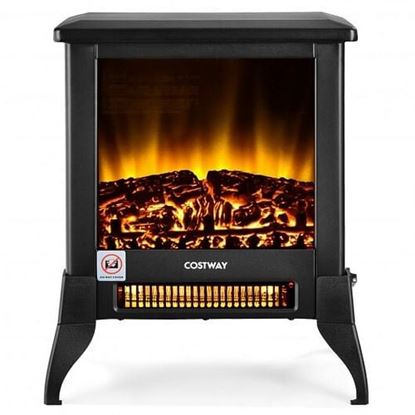 图片 Compact Portable Space Heater with Realistic Flame Effect-Black - Color: Black