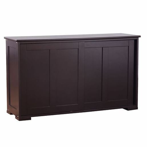 Picture of Kitchen Storage Cabinet with Wood Sliding Door-Brown - Color: Brown