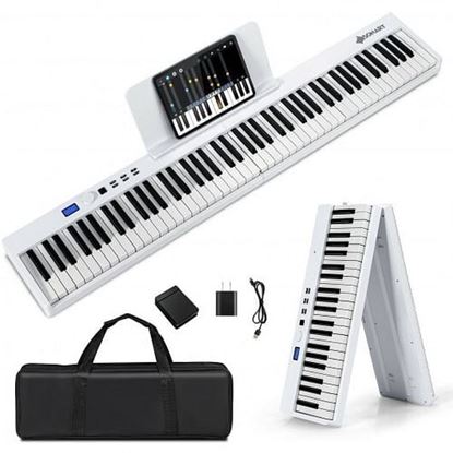 Picture of 88-Key Foldable Digital Piano with MIDI and Wireless BT-White - Color: White