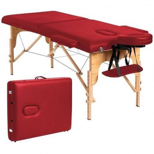 Foto de Portable Adjustable Facial Spa Bed  with Carry Case-Red - Color: Red