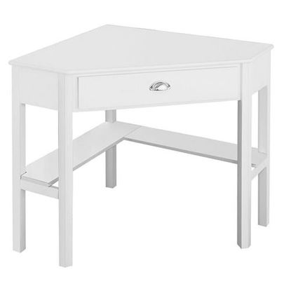 Foto de Corner Wooden PC Laptop Computer Desk-White - Color: White - Size: 41.5" x 28" x 30"