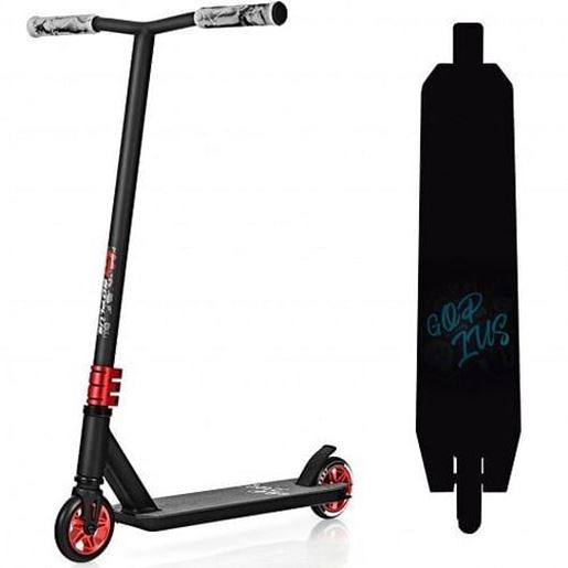 Picture of Freestyle Tricks High End Pro Stunt Scooter with Luminous Aluminum Deck-Red - Color: Red