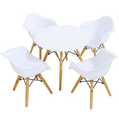 Picture of 5 Piece Kids Modern Round Table Chair Set - Color: White